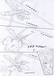 aircraft anthro black_and_white border canid canine chair clothing cloud comic damaged_vehicle english_text explosion fire furniture gunshot hair kitfox-crimson male mammal monochrome novus_(kitfox-crimson) onomatopoeia outside_border shirt sketch sky skyscape smoke solo sound_effects stolen_generation t-shirt text thinking thought_bubble topwear vehicle worried