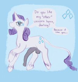 animal_genitalia animal_penis becoming_erect belly_slapping_masturbation cloven_hooves equine_genitalia equine_penis feral genitals grey_penis gynomorph hooves intersex long_penis looking_at_viewer penis smug solo speech_bubble tail tail_tuft talking_to_viewer tuft yearofthesnitch friendship_is_magic hasbro my_little_pony rarity_(mlp) classical_unicorn equid equine horse mammal pony animated hi_res