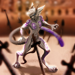 animal_genitalia anthro arena barely_visible_genitalia barely_visible_sheath casual_nudity convenient_censorship fully_sheathed fur fur_markings genitals male markings nude public public_nudity sheath solo stadium beebubz zaint zalnak 1:1 absurd_res hi_res