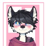 :3 anthro black_body black_fur black_hair blinking blue_eyes blush bridge_piercing clothed clothing cross cute_fangs daww ear_piercing ear_twitch facial_piercing fangs femboy fur hair inner_ear_fluff male male_anthro nose_piercing piercing septum_piercing solo teeth tuft white_body white_fur xyrmu rivey_ravenheart canid canine canis domestic_dog husky mammal nordic_sled_dog spitz 1:1 animated short_playtime