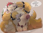 2_horns anthro balls belly erection genitals horn kemono male masturbation moobs nipples overweight overweight_anthro overweight_male penile penile_masturbation penis sex_toy sitting solo text toying_self dumdum mario_bros nintendo bowser koopa scalie 2020 4:3 english_text hi_res