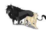 black_hair blonde_hair blue_eyes duo feral hair male mane red_eyes size_difference silverkitsu hellsing alucard_(hellsing) integra felid lion mammal pantherine 3:2