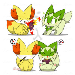 ^w^ ambiguous_gender blush cute_fangs dipstick_tail directional_arrow duo eating eyes_closed fangs feet feral fire food fur green_body green_ears green_fur green_tail heart_symbol inner_ear_fluff kemono markings multicolored_body multicolored_fur open_mouth open_smile pawpads paws pink_pawpads plant potato red_body red_fur red_inner_ear_fluff red_tail scared simple_background sitting smile smoke stick tail tail_markings tail_motion tailwag teeth thought_bubble tremble_spikes tuft vegetable white_background white_body white_fur yellow_body yellow_ears yellow_fur yellow_tail tontaro nintendo pokemon canid canine felid feline fennekin generation_6_pokemon generation_9_pokemon mammal pokemon_(species) sprigatito 1:1 2d_animation animated frame_by_frame signature watermark