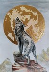 feral full_moon fur grey_body grey_fur howl moon melodyofforest canid canine canis mammal wolf absurd_res acrylic_painting_(artwork) hi_res painting_(artwork) traditional_media_(artwork)