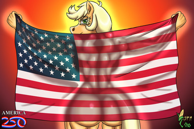 american_flag anthro breasts female flag freckles holidays muscular text united_states_of_america korncob 4th_of_july friendship_is_magic hasbro my_little_pony applejack_(mlp) equid equine mammal hi_res