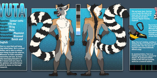 acoustic_guitar anthro arm_tuft biped black_body black_fur black_inner_ear black_nose black_stripes blue_eyes brown_body brown_ears brown_fur chest_tuft color_swatch crotch_tuft dipstick_ears ear_markings fangs front_view fur gloves_(marking) grey_body grey_fur grey_inner_ear_fluff guitar hand_on_hip inner_ear_fluff knee_tuft leg_markings leg_tuft male markings multicolored_body multicolored_ears multicolored_fur musical_instrument neck_tuft open_mouth open_smile pink_tongue plantigrade plucked_string_instrument rear_view shoulder_tuft smile socks_(marking) solo standing string_instrument striped_markings striped_tail stripes tail tail_markings teeth text tongue tuft white_body white_ears white_fur white_stripes yookie yuta_lemur lemur mammal primate ring-tailed_lemur strepsirrhine absurd_res english_text hi_res model_sheet signature