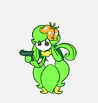 accessory ambiguous_gender flower flower_in_hair green_body green_hair gun hair hair_accessory mouthless plant ranged_weapon simple_background solo standing weapon white_body yellow_eyes dewbber delet_this nintendo pokemon elemental_creature flora_fauna generation_5_pokemon humanoid lilligant pokemon_(species) meme