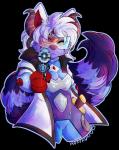 anthro armor breasts clothed clothing female fur gun handgun holding_object holding_weapon horn melee_weapon purple_body purple_fur ranged_weapon reticle simple_background solo standing sword transparent_background visor weapon conditional_dnp ikitsunyan nintendo pokemon absol generation_3_pokemon hybrid mammal pokemon_(species) zangoose 2019 absurd_res alpha_channel digital_media_(artwork) hi_res