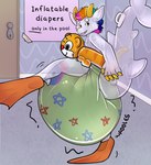 anthro big_diaper clothed clothing diaper door door_handle doorknob flippers head_tuft huge_diaper inflatable inflatable_diaper looking_back machine male pattern_diaper pool_toy sign smile solo swim_ring swim_ring_with_face tail text translucent tuft vehicle wearing_diaper wearing_swim_ring zombineko faraday_(zoran) animate_inanimate kaiju living_inflatable absurd_res hi_res