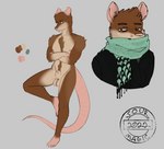 animal_genitalia anthro balls brown_body brown_fur clothing ears_back fur genitals jacket male nipples nude pink_body pink_nipples pink_nose pink_skin pivoted_ears scarf sheath solo standing tan_body tan_fur topwear bittervow witt mammal murid murine rat rodent