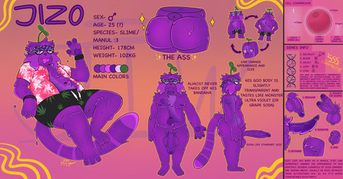 2_penises 3_toes 4_fingers aloha_shirt animal_genitalia anthro balls belly big_penis bottomwear bracelet butt clothing erection feet fingers front_view fur fur_tuft genitals gesture goo_hair half-closed_eyes hand_gesture humanoid_genitalia humanoid_penis jewelry kerchief male multi_genitalia multi_penis narrowed_eyes nipples nude ovum pattern_clothing pattern_shirt pattern_topwear pawpads penis plant pseudo_hair purple_body shirt shorts side_view slime solo sperm_cell sperm_size_difference tail text toes tongue tongue_out topwear tuft v_sign jizothewanderer jizo_(jizothewanderer) felid feline goo_creature goo_humanoid humanoid mammal pallas's_cat absurd_res english_text hi_res model_sheet