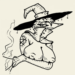 anthro areola big_breasts breast_squish breasts clothing eyelashes female hair hat headgear headwear incense inverted_nipples looking_at_viewer magic_user nipples occult_symbol pentagram pentagram_tattoo puffy_areola shirt_collar short_hair simple_background smile smiling_at_viewer solo squish symbol tattoo white_background witch witch_hat zhmernalt steamfalish_witch 1:1 hi_res monochrome