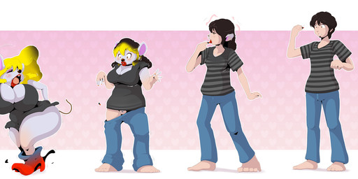 anthro barefoot basic_sequence big_breasts bimbofication biped black_hair blonde_hair blush bottomwear breast_growth breasts butt butt_expansion candy clothing denim denim_bottomwear denim_clothing dessert expansion feet female five_frame_image five_frame_sequence food gender_transformation genitals growth hair heart_symbol huge_breasts human_to_anthro jeans linear_sequence lollipop male mtf_transformation multi_frame_sequence pants penis shirt shortstack shortstack_female shrinking simple_background size_transformation smile solo species_transformation standing surprised thick_thighs topwear transformation transformation_sequence wide_hips nken human mammal mouse murid murine rodent 2019 censored digital_media_(artwork) hi_res sequence