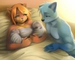 anthro baby bed black_nose blonde_hair blue_body blue_eyes blue_fur breasts chest_wraps clothed clothing daww detailed_background duo_focus eyes_closed family female fur furniture group hair husband_and_wife litter_(animal) lying lying_on_bed male male/female married_couple on_back on_bed open_mouth orange_body orange_eyes orange_fur parenting smile under_covers wraps yellow_eyes young young_anthro young_female abluedeer ada'hy aleshanee ama_(little_shewolf) fizz_(little_shewolf) canid canine canis domestic_cat felid feline felis mammal mustelid otter wolf 2018 5:4 color_contrast digital_media_(artwork) shaded brother_(lore) brother_and_sister_(lore) daughter_(lore) father_(lore) father_and_child_(lore) father_and_daughter_(lore) father_and_son_(lore) mother_(lore) mother_and_child_(lore) mother_and_daughter_(lore) mother_and_father_(lore) mother_and_son_(lore) parent_(lore) parent_and_child_(lore) parent_and_daughter_(lore) parent_and_son_(lore) sibling_(lore) sister_(lore) son_(lore) twins_(lore)