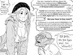 2022 absurd_res baalbuddy braided_hair clothed clothing comic cryptocurrency duo elf english_text etherium eyewear female glasses goblin hair hi_res humanoid humanoid_pointy_ears humor male metaverse monochrome nft not_furry open_mouth open_smile pointy_ears shirt smile text text_on_clothing text_on_shirt text_on_topwear topwear