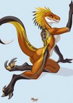 anthro breasts butt claws feathers female long_tail paws scales solo tail maaia reyna_(reynafox) dinosaur dromaeosaurid prehistoric_species reptile scalie theropod digital_media_(artwork) hi_res