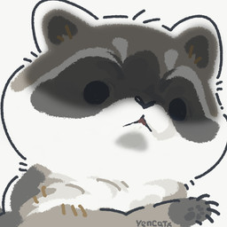black_eyes black_nose chibi dot_eyes feral grey_body simple_background simple_eyes solo white_body yencatx mammal procyonid raccoon 1:1 2022 bust_portrait icon portrait