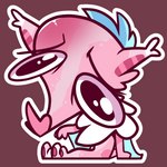 ambiguous_gender anthro bat_nose blue_body blue_fur cursed cursed_sona fur markings pink_body pink_markings sad simple_background sitting solo bbsartboutique bat mammal 1:1 digital_media_(artwork) hi_res