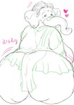 anthro big_butt breasts butt clothing elderly elderly_female elephant elephantid erect_nipples excited eyewear female glasses grandmother_(lore) grandparent_(lore) hair heart_symbol hebokun in_heat kemono lingerie looking_at_viewer mammal mature_female motion_lines nipples overweight overweight_anthro overweight_female proboscidean sagging_breasts seductive solo sound_effects text translated white_hair wrinkles