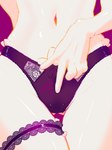 5_fingers anthro belly belly_focus black_clothing black_panties black_underwear bottomwear butt butt_from_the_front clothing female fingers front_view glare half_clothed half_naked hand_behind_back lace lace_panties lace_stockings monotone_background monotone_body navel panties pattern_bottomwear pattern_clothing pattern_panties pattern_underwear pressing purple_background simple_background solo text thigh_gap thighs_together tight_bottomwear tight_clothing touching_panties tuft underwear white_belly white_body white_butt white_fingers white_legs twiks twizzy_(twiks) bovid caprine mammal sheep 2025 3:4 colored digital_media_(artwork) ukrainian_text
