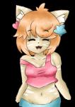 anthro breasts eyes_closed female fur hair navel open_mouth solo earthb-kun skye_(earthb-kun) domestic_cat felid feline felis mammal 2016 alpha_channel digital_media_(artwork) hi_res