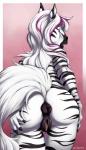 anthro anus bedroom_eyes biped black_anus butt equine_anus female genitals half-closed_eyes looking_back narrowed_eyes nude presenting presenting_hindquarters puffy_anus pussy rear_view seductive solo stripes year truegrave9 amy_hyperfreak_(hyperfreak666) equid equine mammal zebra 2016 hi_res signature