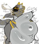 belly big_belly blonde_highlights bodily_fluids butt covering covering_mouth cum cum_drip cum_in_mouth cum_inflation cum_inside cum_overflow cum_overflowing dripping expansion femboy fur genital_fluids grey_body grey_fur hair highlights_(coloring) inflation machine male markings navel nude overweight protogen_visor simple_background solo sound_effects tail text thick_thighs wide_hips yellow_eyes yellow_markings frozenartifice mammal protogen 2024 digital_media_(artwork) english_text hi_res