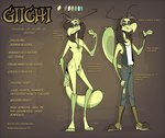 andromorph anthro clitoris clothing enlarged_clitoris eyewear genitals glasses intersex multiple_poses pose pussy slim solo text lazylux hanna-barbera space_ghost_(series) arthropod dokarian insect mantis english_text model_sheet