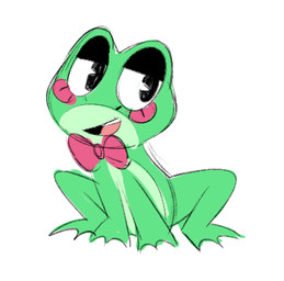 bow_tie countershade_face countershade_torso countershading feet female green_body membrane_(anatomy) red_cheeks solo toes webbed_feet webbed_hands higglytownhero glitch_productions the_amazing_digital_circus ribbit_(tadc) amphibian frog low_res
