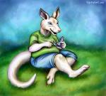 anthro brush grass male plant solo kekpafrany kangaroo macropod mammal marsupial 2014 digital_media_(artwork)