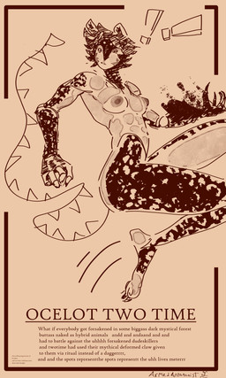 alert breasts claws description ears_up facial_markings facial_tuft female fleeing fur head_markings human_skin in_motion intersex magic markings nude running solo spots spotted_body spotted_fur superpowers tail text title toe_claws tuft armedantagonist forsaken_(roblox) two_time_(forsaken) felid feline humanoid leopardus mammal ocelot 3:5 absurd_res english_text hi_res nonbinary_(lore)