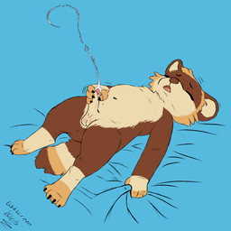anthro balls balls_blush belly biped blush bodily_fluids body_blush brown_body brown_fur circumcised claws cum cumshot digitigrade ejaculation erection eyes_closed fur genital_fluids genitals grabbing_sheets male masturbation navel nude open_mouth orgasm paws penile penile_masturbation penis question_mark slightly_chubby solo tail tan_body tan_fur tongue young young_anthro young_male oddscreen mammal procyonid raccoon 1:1