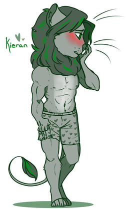 4_toes 5_fingers anthro blush boxers_(clothing) chibi clothed clothing feet fingers fur hair heart_boxers heart_clothing heart_symbol heart_underwear male muscular muscular_anthro muscular_male navel nipples simple_background solo standing toes underwear underwear_only white_background redpixie felid lion mammal pantherine 2015