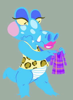 3_fingers 3_toes animal_print anthro barefoot biped blue_spots blue_tail bottomless clothed clothing colored_nails countershade_torso countershading eyelashes eyeshadow fangs featureless_crotch feet female fingers flat_chested frown grey_background half-closed_eyes holding_clothing holding_object humanoid_hands leopard_print leopard_spots lipstick looking_down makeup markings multicolored_body multicolored_scales nails narrowed_eyes no_sclera pink_lipstick pink_nails pupils scales shirt side_view simple_background slightly_chubby slit_pupils snout solo spots spotted_body spotted_scales standing tail teeth toes toony topwear two_tone_body two_tone_scales unimpressed ventral_scales white_body white_countershading white_scales yellow_eyes toonshow animal_crossing nintendo alli_(animal_crossing) alligator alligatorid crocodilian reptile scalie 2015 digital_drawing_(artwork) digital_media_(artwork) full-length_portrait portrait