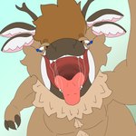 anthro antlers bodily_fluids fur horn male mouth_shot multi_ear open_mouth saliva saliva_string solo tongue tongue_out vore theterranious67 alien deer mammal new_world_deer reindeer 1:1 absurd_res hi_res