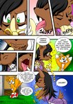 anthro aroused dialogue duo erection female holding_banana imminent_vore male speech_bubble text natsumemetalsonic archie_comics sega sonic_the_hedgehog_(archie) sonic_the_hedgehog_(comics) sonic_the_hedgehog_(series) miles_prower nicole_the_lynx canid canine digital_creature felid feline fox lynx mammal english_text url