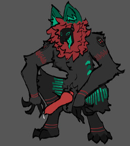 anthro balls bodily_fluids fluffy genital_fluids genitals knot knotted_penis machine male open_mouth penis precum solo hecklinghecker protogen werecreature