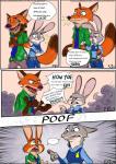 2017 absurd_res alternate_species angry anthro buckteeth canid canine clothed clothing comic crossed_arms dialogue disney duo ellipsis english_text female fox fur green_eyes hand_on_hip hi_res judy_hopps lagomorph larger_male leporid male mammal murlik nick_wilde open_mouth purple_eyes rabbit size_difference smaller_female surprise teeth text transformation url zootopia