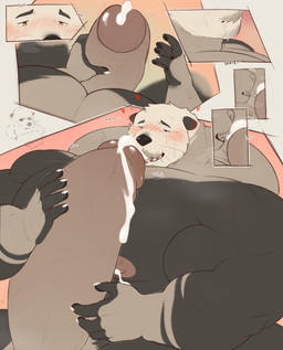 5_fingers anthro areola barazoku beard biceps big_muscles big_pecs big_penis black_nose black_pawpads blush blush_lines bodily_fluids breath brown_body brown_fur claws cum cum_in_mouth cum_in_own_mouth cum_in_self cum_inside cum_on_own_penis cum_on_penis cum_on_self deltoids ejaculation erection eyebrows facial_hair finger_claws fingerless_(marking) fingerless_gloves_(marking) fingerpads fingers foreskin fur genital_fluids genitals glans gloves_(marking) grey_beard grey_body grey_ears grey_eyebrows grey_facial_hair grey_fur grey_mustache hand_on_own_penis hand_on_penis heart_pupils heart_symbol hearts_around_head huge_muscles huge_pecs huge_penis humanoid_genitalia humanoid_hands humanoid_penis hyper hyper_genitalia hyper_muscles hyper_penis lactating looking_at_genitalia looking_at_own_penis looking_at_penis looking_at_self looking_pleasured male male_anthro male_lactation markings masturbation mouth_closed multicolored_body multicolored_fur muscular muscular_anthro muscular_arms muscular_male mustache narrowed_eyes nipples nude nude_anthro nude_male onomatopoeia open_mouth open_smile panting pawpads pecs penile penile_masturbation penis pink_areola pink_glans pink_nipples pink_tongue red_eyes retracted_foreskin simple_background smile solo sound_effects swallowing teeth text thick_penis tongue trapezius vein veiny_penis whiskers white_body white_claws white_finger_claws white_fur yellow_eyes theor eliott_(theor) mammal mustelid otter sea_otter digital_drawing_(artwork) digital_media_(artwork) hi_res