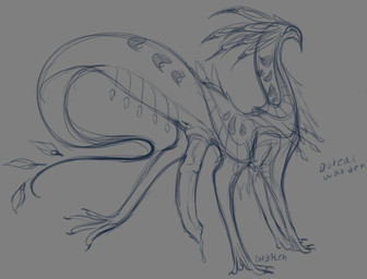 4_toes animal_genitalia animal_penis anus beak big_penis bodily_fluids casual_erection claws dripping erection feet feral genital_fluids genital_slit genitals grey_background head_feathers long_penis male markings penis precum precum_drip quadruped raised_leg rear_view simple_background solo standing tail text toes coryhen creatures_of_sonaria roblox boreal_warden warden_(creatures_of_sonaria) monochrome sketch