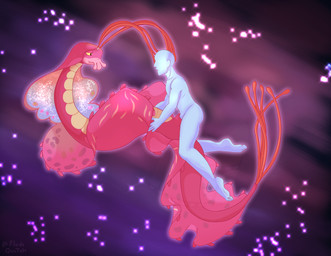 antennae_(anatomy) cloacal cloacal_penetration duo face_tentacles faceless_character faceless_male female feral male mantle_(mollusk) markings penetration pink_body pink_skin space spacescape star tentacles flashquatsch disney elio_(pixar) pixar ambassador_questa alien human mammal
