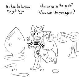 ambiguous_fluids anthro bodily_fluids cum genital_fluids lube_bottle male micro solo text wind-up_key thepapercrownking nintendo pokemon eeveelution generation_2_pokemon living_toy pokemon_(species) umbreon 1:1 absurd_res english_text hi_res monochrome