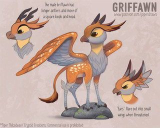 antlers brown_body brown_eyes brown_feathers brown_fur claws feathers female feral fur grey_background grey_body grey_feathers grey_fur horn humor male open_mouth pun rock simple_background tan_body tan_fur text visual_pun piper_thibodeau mythology avian deer gryphon hybrid mammal mythological_avian mythological_creature 2021 digital_media_(artwork) digital_painting_(artwork) english_text painting_(artwork) url