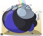2017 anthro armband arms_out barefoot belly belly_expansion belly_inflation big_belly bloated canid canine canis claws clothing dino.d.dice drinking expansion eyewear fangs feet front_view fur glasses hi_res huge_belly hyper hyper_belly inflation male mammal morbidly_obese morbidly_obese_anthro morbidly_obese_male obese obese_anthro obese_male open_mouth overweight overweight_anthro overweight_male pouring pretty_cure rainbow raised_tail smile_pretty_cure solo standing swallowing swimwear tail teeth text tongue weight_gain wolf wolfrun wristband