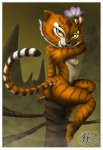 anthro border breasts butt featureless_breasts female flower lotus_(flower) nude plant pose post solo stripes tail white_border fernando_faria dreamworks kung_fu_panda master_tigress felid mammal pantherine tiger 2012