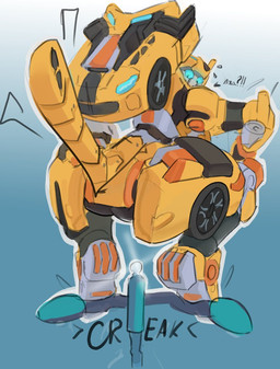 balancing black_body blue_body bodily_fluids butt creaking crouching female gradient_background grey_body looking_back machine multicolored_body rear_view simple_background solo street_lamp sweat tail text thick_thighs wheel yellow_body tanketkawe metal_cardbot taki_(metal_cardbot) cheetah felid feline humanoid mammal robot robot_humanoid 2026 digital_drawing_(artwork) digital_media_(artwork)