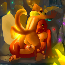 4_toes animal_genitalia animal_penis anthro anus backsack balls black_nose blue_eyes bodily_fluids border brown_border butt cave claws clenched_teeth crouching crystal cum curling_toes detailed_background docking duo erection feet fire flaming_tail genital_fluids genital_slit genitals hindpaw knotting looking_back male male/male multi_tail paws penetration penile penile_penetration penis perineum rear_view reclining sex sheath sitting slit_knotting slit_penetration slit_play soles standing straddling straining sweat tail teeth toe_claws toes top_hole whiskers hollonut nintendo pokemon buizel charmeleon generation_1_pokemon generation_4_pokemon mammal pokemon_(species) scalie 1:1 digital_media_(artwork) signature story story_in_description warm_colors