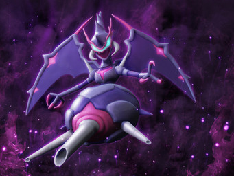 3_fingers ambiguous_gender arthropod_abdomen blue_eyes claws conjoined_eyes empty_eyes feral fingers flying foreshortening front_view grey_body jagged_mouth mandibles membrane_(anatomy) membranous_wings midair multicolored_body open_mouth perspective pink_body pink_claws purple_background purple_body purple_wings roaring simple_background solo spikes spread_wings stinger tan_wings two_tone_wings wings schlossbauer nintendo pokemon arthropod generation_7_pokemon hymenopteran insect naganadel pokemon_(species) ultra_beast 2017 3d_(artwork) 4:3 digital_media_(artwork) full-length_portrait hi_res portrait purple_theme zbrush_(artwork)