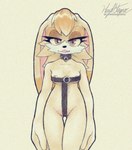 anthro barely_visible_nipples bedroom_eyes choker clothed clothing female harness jewelry leather leather_harness mostly_nude narrowed_eyes necklace nipples pose seductive skimpy solo glairedaggers sega sonic_the_hedgehog_(series) vanilla_the_rabbit lagomorph leporid mammal rabbit pinup