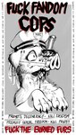 absurd_res ambiguous_gender anthro blood bodily_fluids canid canine canis cheek_tuft chest_tuft cop_hat domestic_dog drama english_text facial_tuft fake_nose fangs gore gutter-bunny hi_res knife knife_in_mouth lol_comments mammal monochrome mouth_impalement object_in_mouth pattern_background police police_hat political_cartoon politics propaganda simple_background solo stab tears_of_pain teary_eyes teeth text tuft wide_eyed wounded